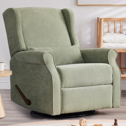 Eiayeebil Nursery Swivel Glider Recliner,Rocking Chair Nursery with Footrest,Rocking Recliner Chair for Nursery,Glider Rocker Recliner for Living Room & Bedroom,Beige