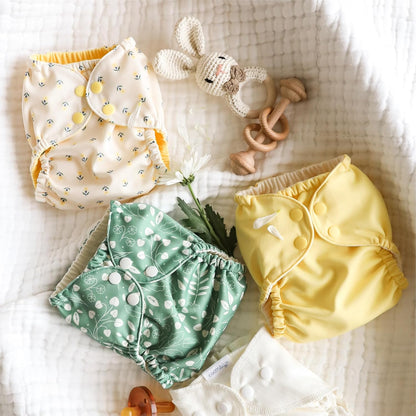 Esembly Cloth Diaper Cover - Reusable Swim Diaper, Waterproof, Breathable - Adjustable Outer Layer Over Absorbent Inner for Blowout Protection - Sea Glass, Size 2 (18-35lbs)