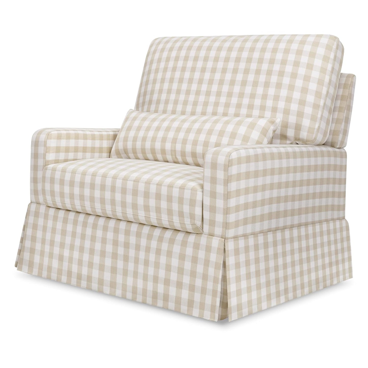 Namesake Crawford Pillowback Chair and a Half Comfort Swivel Glider in Tan Gingham, Greenguard Gold & CertiPUR-US Certified