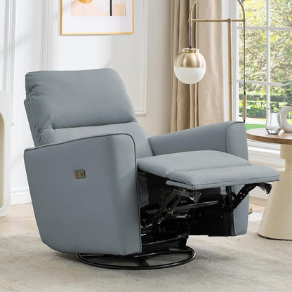 IDEALHOUSE Swivel Rocking Nursery Recliner Chair Rocker Recliner Glider Deep Seat PU Leather Sofa Chair with high Backrest for Nursery, Living Room, Bedroom & Home Movie Theater (Chocolate)