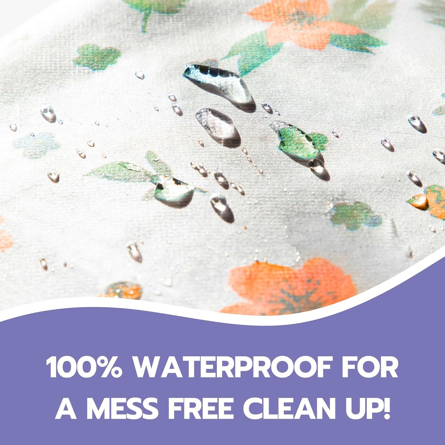 30 Pack Disposable Splat Mats by Eli with Love - Extra Large 49"x49" 100% Waterproof Baby Splat Mat for Under High Chair - Plastic Mat Liner for Floor - Protect from Spills (Moon & Stars, 30 Pack)