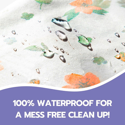 30 Pack Disposable Splat Mats by Eli with Love - Extra Large 49"x49" 100% Waterproof Baby Splat Mat for Under High Chair - Plastic Mat Liner for Floor - Protect from Spills (Moon & Stars, 30 Pack)