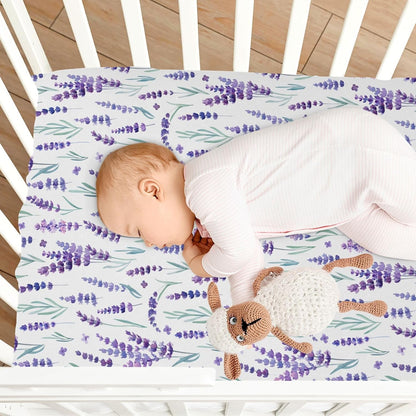 Fitted Crib Sheets White Bears with Clouds Stretchy Portable Playard Sheets for Baby Toddler, Breathable Soft Mini Crib Mattress 39 x 27 in for Boys and Girls