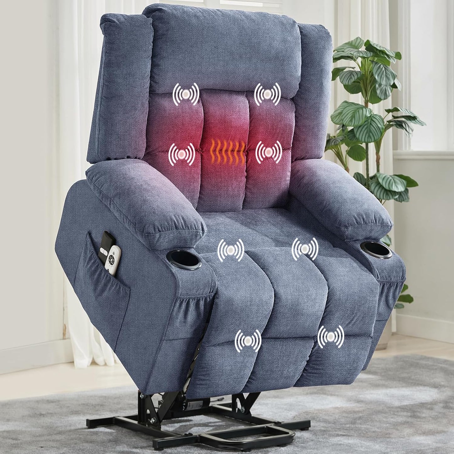 Rocking Recliner Chair for Adults Wide 360° Swivel Rocker Recliner with Cup Holder Nursery Glider with Upholstered Deep Seat Linen Lazy boy Chair for Living Room Browm