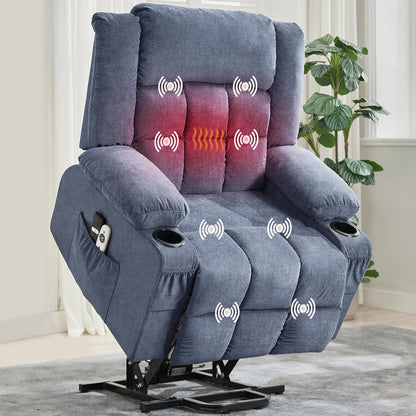 Rocking Recliner Chair for Adults Wide 360° Swivel Rocker Recliner with Cup Holder Nursery Glider with Upholstered Deep Seat Linen Lazy boy Chair for Living Room Browm