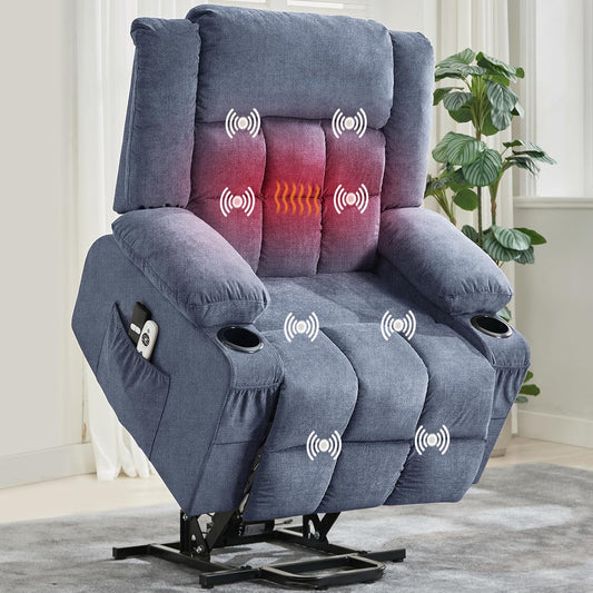 Rocking Recliner Chair for Adults Wide 360° Swivel Rocker Recliner with Cup Holder Nursery Glider with Upholstered Deep Seat Linen Lazy boy Chair for Living Room Browm