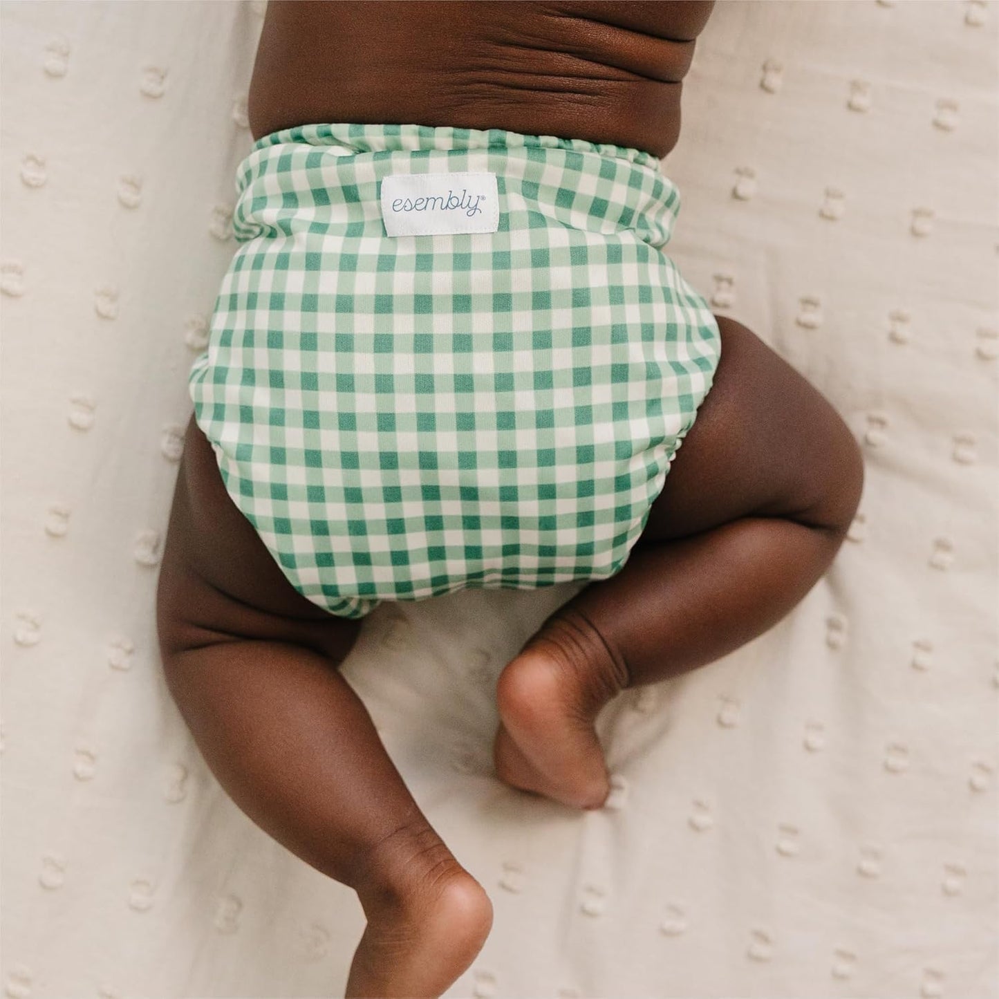 Esembly Cloth Diaper Cover - Reusable Swim Diaper, Waterproof, Breathable - Adjustable Outer Layer Over Absorbent Inner for Blowout Protection - Sea Glass, Size 2 (18-35lbs)