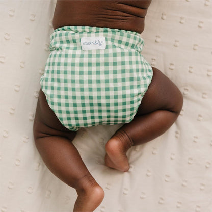 Esembly Cloth Diaper Cover - Reusable Swim Diaper, Waterproof, Breathable - Adjustable Outer Layer Over Absorbent Inner for Blowout Protection - Sea Glass, Size 2 (18-35lbs)