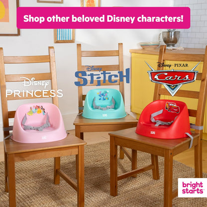 Bright Starts Disney Stitch My Spot Easy-Clean Baby Booster Feeding Chair, 3-Point Harness, Washable Removable Straps, Blue