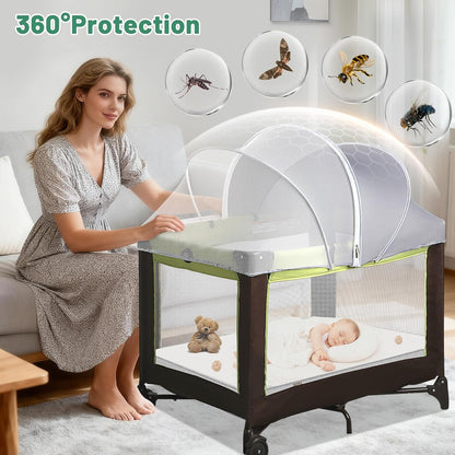 Bassinet Cover for Cats - Blackout Breathable Mosquito Net for Baby Bedside Sleepers & Travel Cribs, 2-Way Zipper Bug Canopy Tent to Block Light & Keep Cats Out (Black-Small)