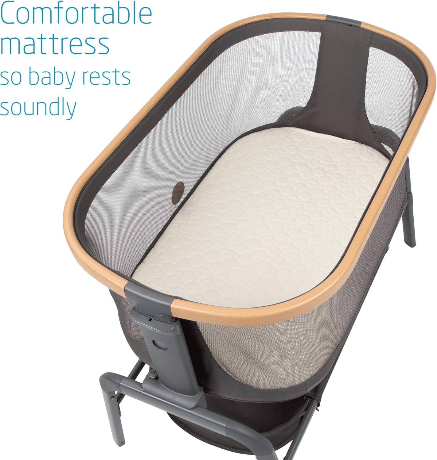 Maxi-Cosi Iora Baby Bassinets Bedside Sleeper, Portable Bassinet, Infant Bedside Sleeper Crib, Height Adjustable, Breathable Mesh, Large Storage Basket, Truffle