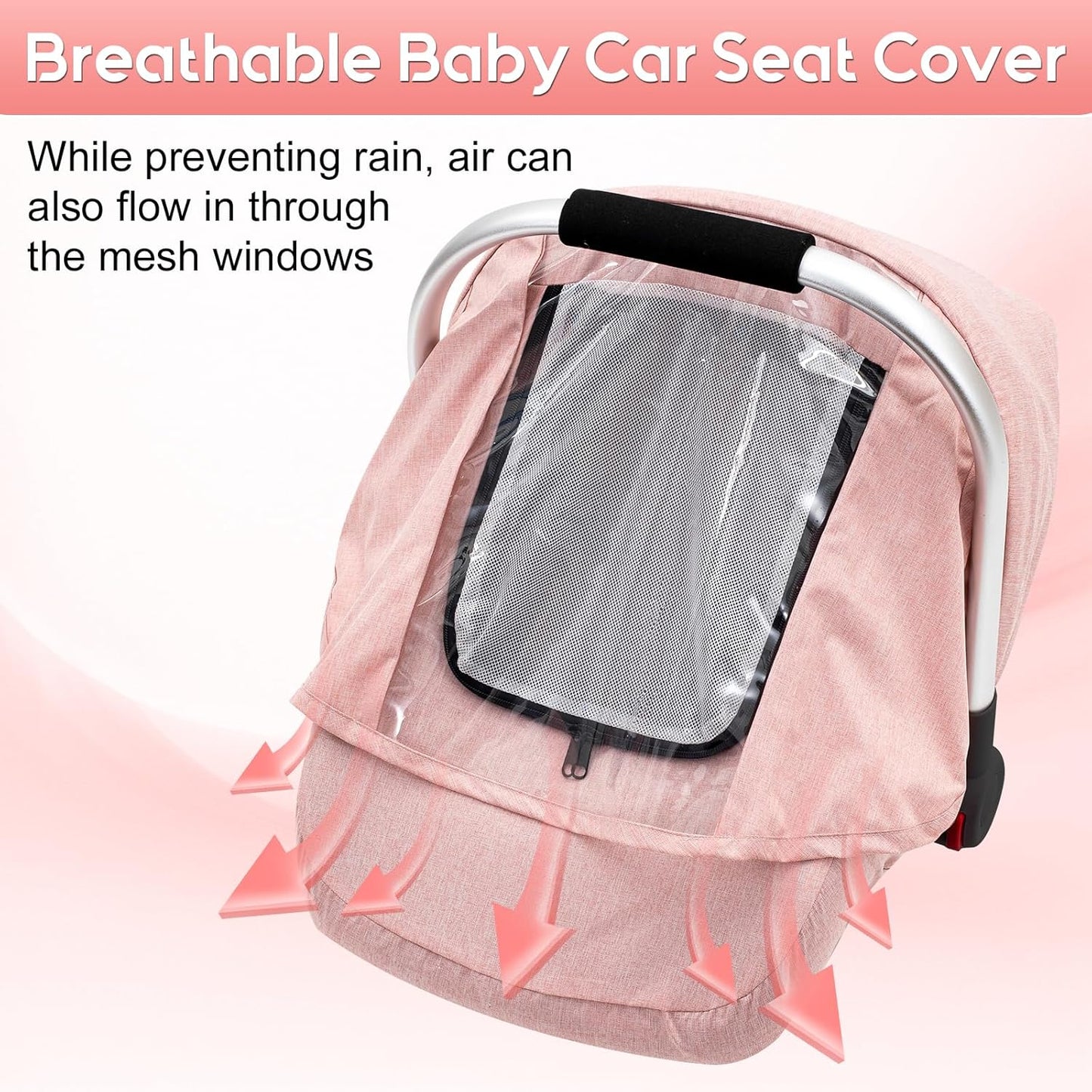 Baby Car Seat Cover, Waterproof Carseat Cover with EVA Transparent Window, Universal Car Seat Rain Cover with Storage Bag, Breathable Baby Carrier Cover for Cold Weather