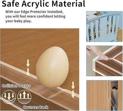 1.57 in x 13.12 FT,Edge Corner Protector Baby Proofing,Soft Clear Furniture Table Corner Guard & Edge Safety Cabinet Door Bumper,Crib Bumpers,Wall Protector