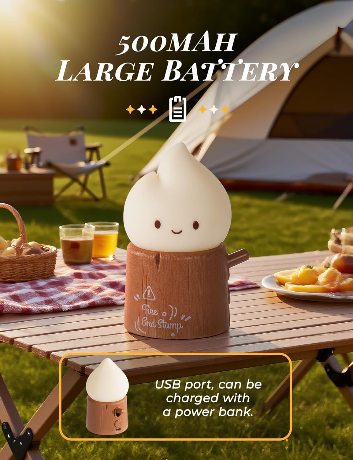 3pcs Cozy Campfire Nightlight Kits, Soothing Nature Sounds, White Noise Night Light for Baby Adult, Rechargeable, Cute Flame Lamp, Best Gift for Kids Bedrooms Camping Trips