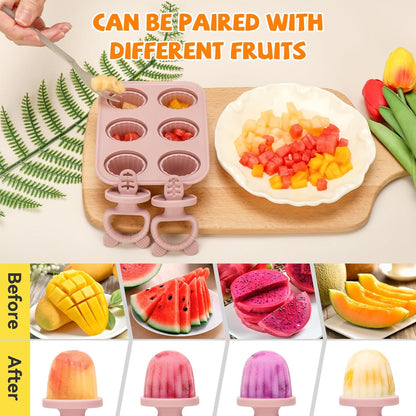 2-in-1 BPA-Free Ice Pop Molds & Silicone Baby Teethers for Teething Relief | Easy Fill Feeder for Breastmilk, Puree & Baby Food | Soothing, Fun & Safe Chewable Teething Toys for Infant & Toddler