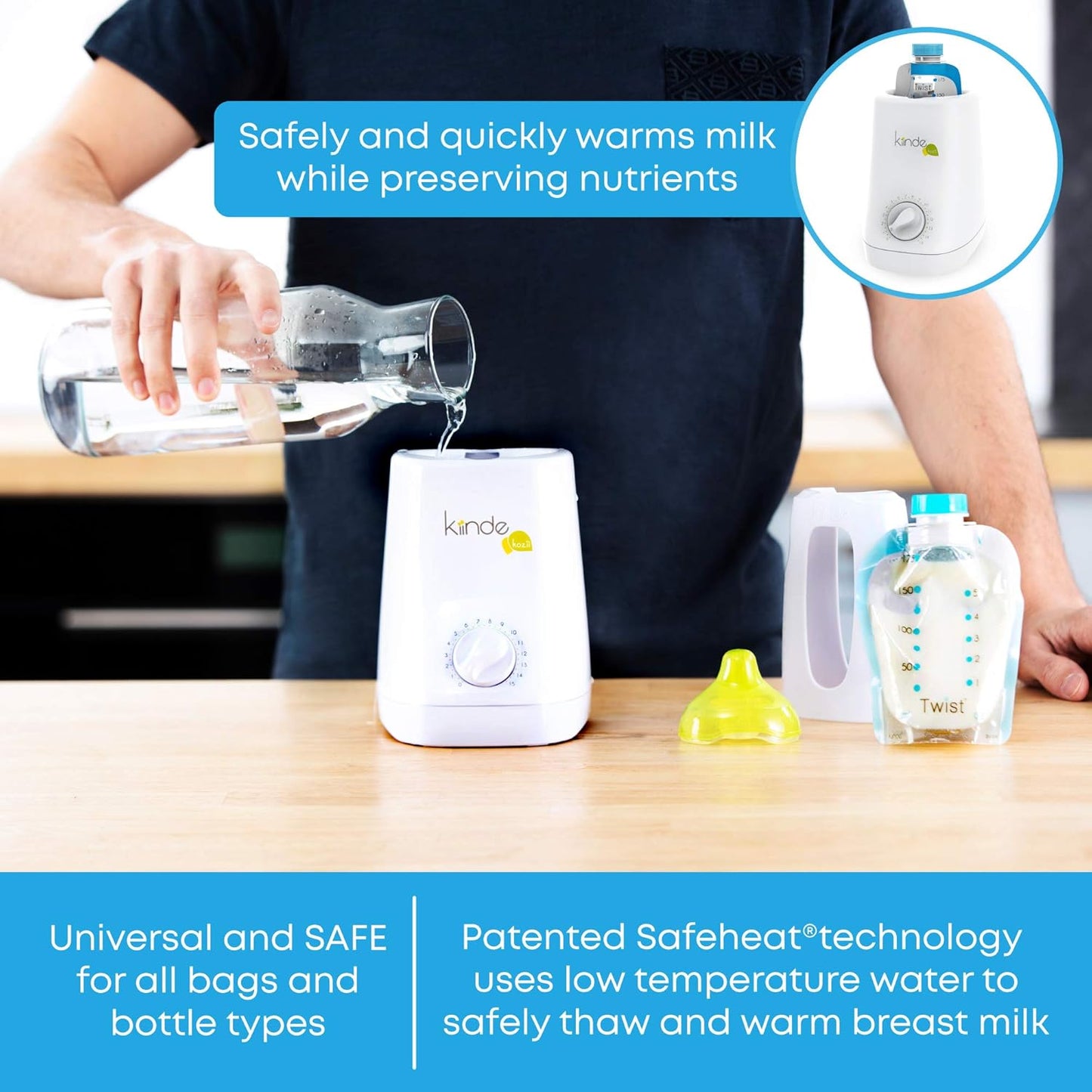 Kiinde Kozii Baby Bottle Warmer and Breast Milk Warmer for Warming Breast Milk, Infant Formula and Baby Food
