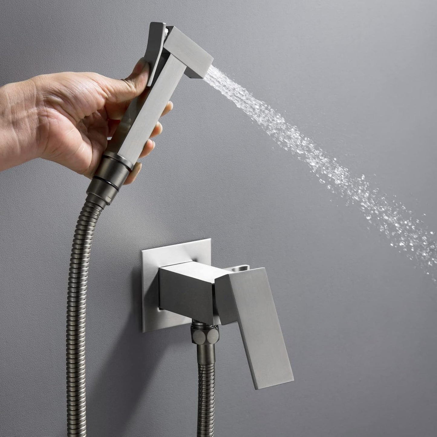 SHAMANDA Handheld Bidet Sprayer for Toilet, Stainless Steel Baby Cloth Diaper Sprayer Kit, Bathroom Toilet Bidet Attachment Set for Bathing Pets Feminine Hygiene, Matte Black BDS01-7
