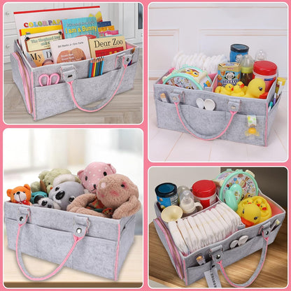 Baby Diaper Caddy Organizer for Boy or Girl Large Nursery Storage Bin Basket Portable Holder Tote Bag for Changing Table and Car Baby Shower Gifts Newborn Essentials Stuff Registry Must Haves Item