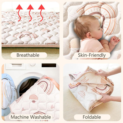 Baby Play Mat, 50x50 Playpen Mat with Super Soft Touch, Activity Mats with Upgraded Anti-Slip Bottom, Machine Washable Crawling Mats for Floor & Picnic (Animal Alphabets)