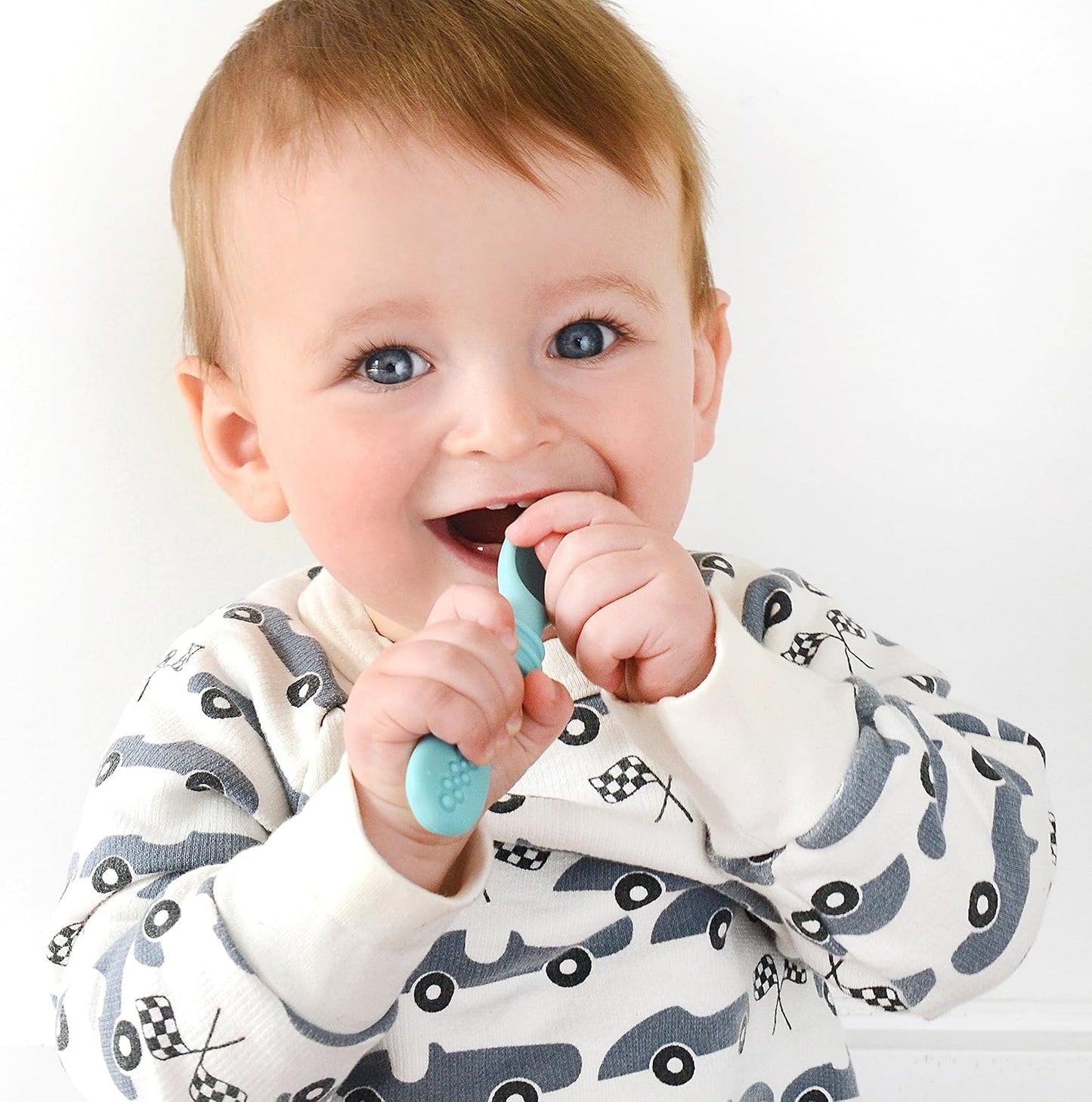 PrimaStella Silicone Chew Spoon Set for Babies and Toddlers | Safety Tested | BPA Free | Baby Spoon 6 Pack (Blue/Green)