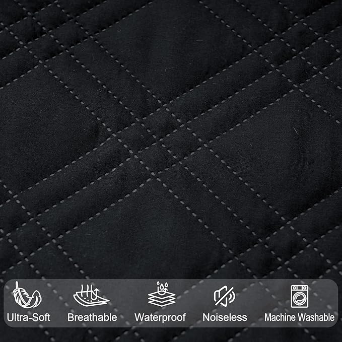 david's kids 2 Pack Waterproof Mini Crib Mattress Protector, Fit Pack N Play, Playard and Mini Crib Mattresses, Ultra Soft Breathable Pad Cover for Boys Girls Neutral, Black Checker