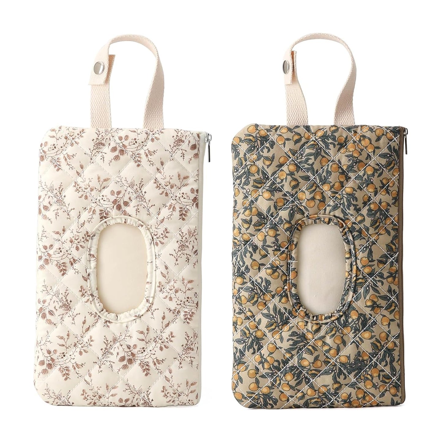 Quilted Baby Diaper and Wipes Pouch Portable Mommy Bag for Stroller Reusable Wipes Pouch with Lanyard for Casual Travel (Beige)