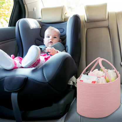 COMSE Baby Diaper Caddy Organizer, Car Caddy, Diaper Change Organizer, Gift Baskets Empty, Portable Tote Bag with Divider, Baby Shower Gifts Newborn Essentials Registry Must Have, Light pink