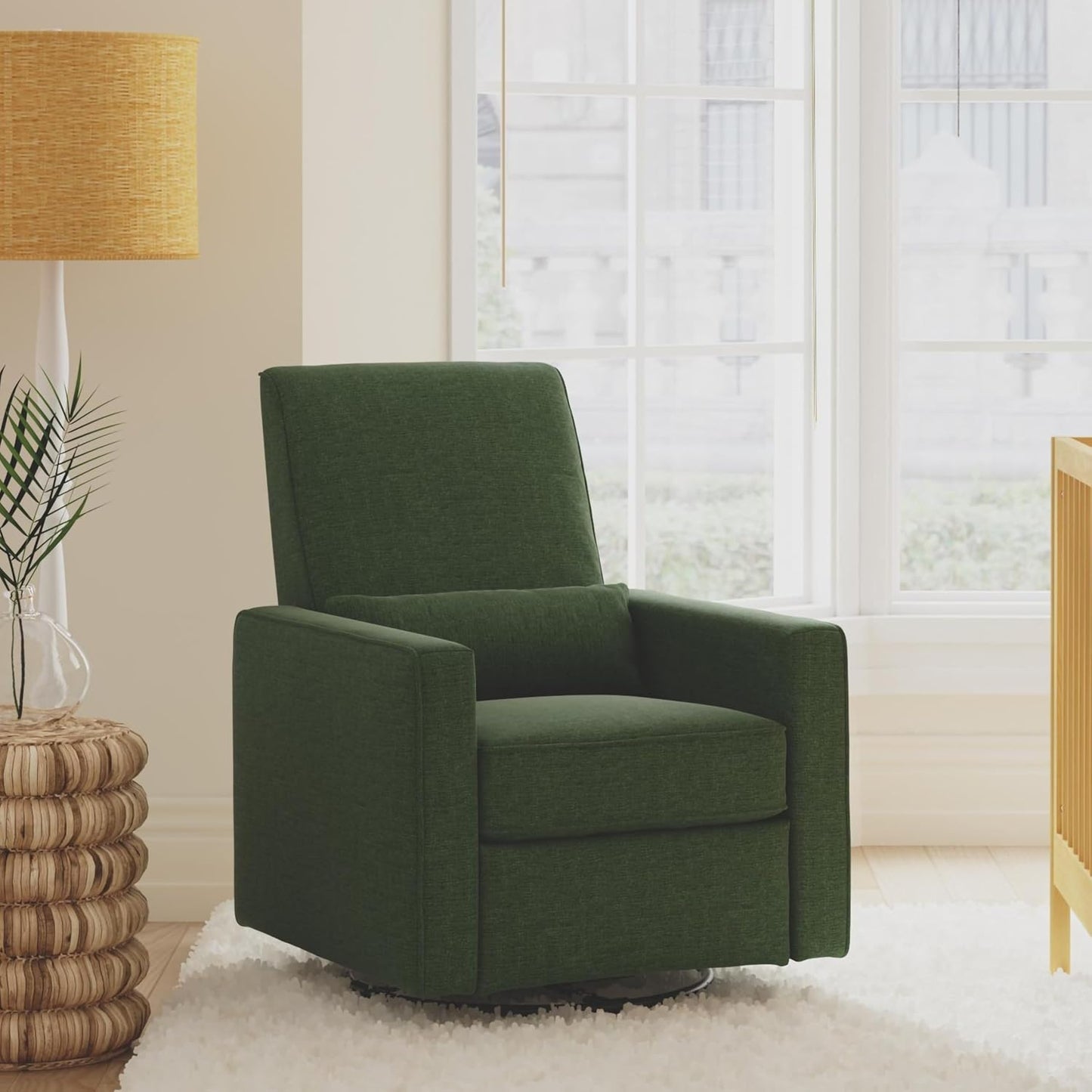 Davinci Piper 360° Swivel Rocker Recliner Chair - Glider Rocking Chair for Nursery and Living Room- GREENGUARD Gold, FSC & Certi-PUR US Certified - Ultra Comfy Glider Recliner Nursery Chair - Cream