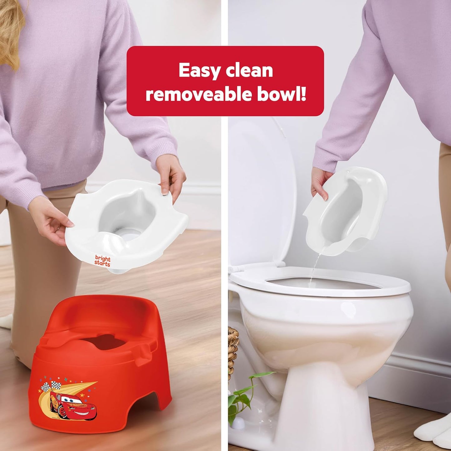 Bright Starts Disney Princess Full Comfort Potty Training Toilet, Easy Clean Removable Bowl, Splash Guard, High Back for Comfort & Stability, Toddlers up to 50 lbs