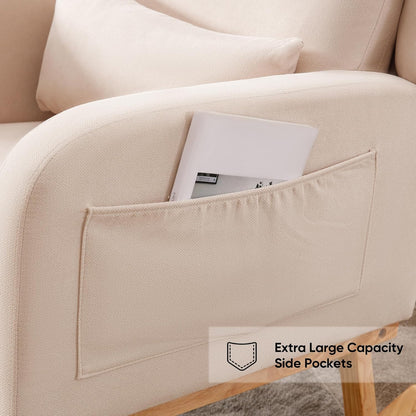 HCHAIRH Rocking Chair Nursery, Sherpa Nursing Rocking Chairs, Upholstered Nursery Glider Rocker for Mom Nursery Morden Accent Rocking Chair Pillow for Living Room,Bedroom,Teddy Light Grey