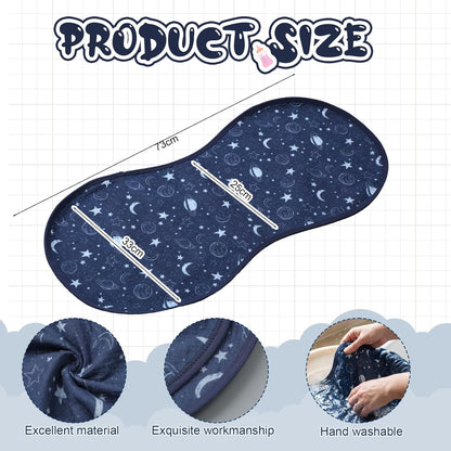Hahafelt 3 Pcs Changing Pad Liners Fits in Peanut Shape Changing Pad Waterproof Diaper Mats Organic Cotton Peanut Mats are Warm on Baby's Back, Washable Reusable (Starry Style,Multicolor)
