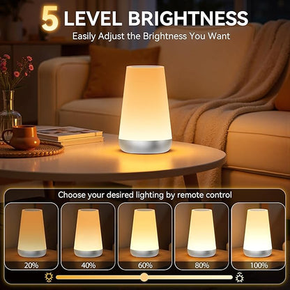 Auxmir Night Light for Kids Baby, 2500mAh13 RGB Colors & 5 Brightness, Portable Rechargeable LED Bedside Lamp for Baby Nursery, Night Lights for Bedroom Living Room Bathroom Hallways, Silver
