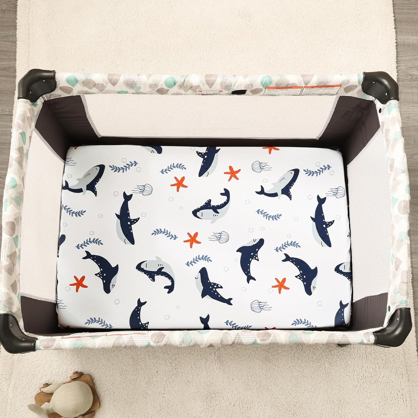 PHF 3 Pack Soft Mini Crib Sheets, Floral & Animal Pack N Play Sheets for Baby Boys Girls, No Slip Universal Fit for Pack N Play, Playard, Portable and Mini Crib Mattresses,Floral & Animal