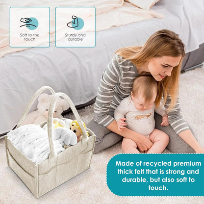 Cute Castle 2 Pack Diaper Caddy Organizer - Portable Baby Caddy Organizer with Handle, Nursery Storage Bin and Car Organizer for Girls, Boys - Baby Gift Basket - Grey