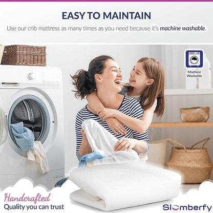 Bamboo Crib Mattress Protector by Slumberfy, Waterproof and Hypoallergenic Mattress Protector for Babies and Toddlers, Made of Bamboo Material, Mom's Choice Award Winner-29x52x6 inches