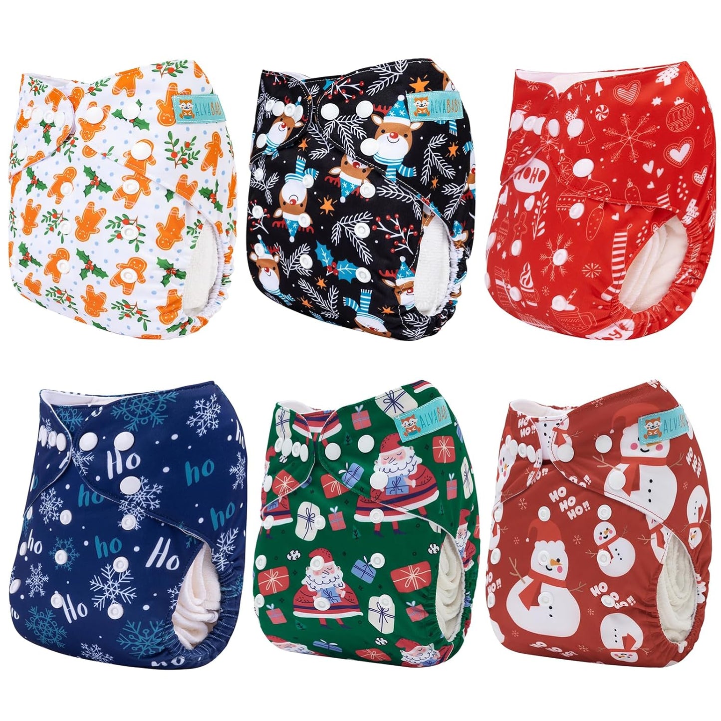 ALVABABY Baby Cloth Diapers 6 Pack with 12 Inserts Cloth Diaper Covers Adjustable Washable Reusable for Baby Girls and Boys