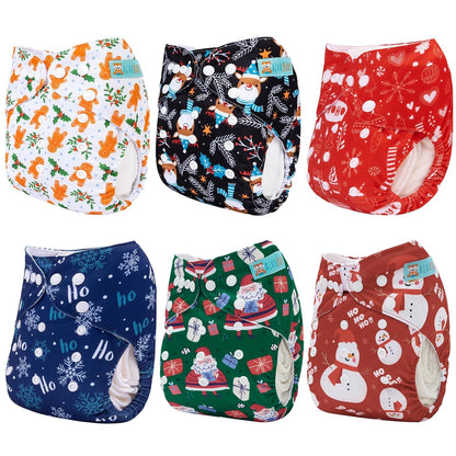ALVABABY Baby Cloth Diapers 6 Pack with 12 Inserts Cloth Diaper Covers Adjustable Washable Reusable for Baby Girls and Boys