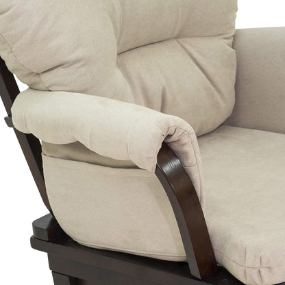 HOMCOM Nursery Glider Rocking Chair with Ottoman, Thick Padded Cushion Seating and Wood Base, Cream White