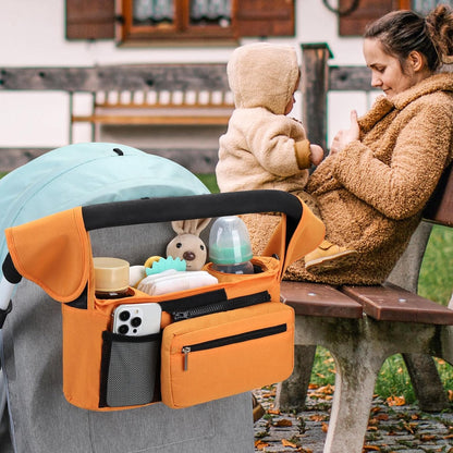 Accmor Universal Stroller Organizer with Insulated Cup Holder Detachable Phone Bag and Shoulder Strap,Stroller Bag Caddy Organizer Fits for Uppababy, Baby Jogger, Britax Strollers