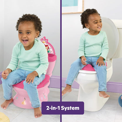 Bright Starts Disney Junior Minnie Mouse My Size Potty Training Toilet, Toddler Potty Chair with Flushing & Cheering Sounds, Removable Seat with Splash Guard & Handles, Ages 18+ Months, Up to 50 lbs