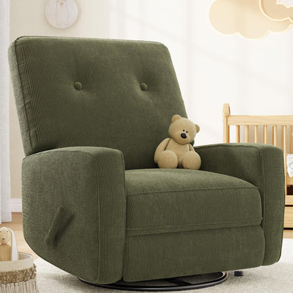 IDEALHOUSE Recliner Chair, 360° Swivel Rocking Glider Chair for Adults with Adjustable Backrest & Footrest, Cozy Linen Upholstered Armchair for Living Rooms, Bedrooms, Apartments, Beige