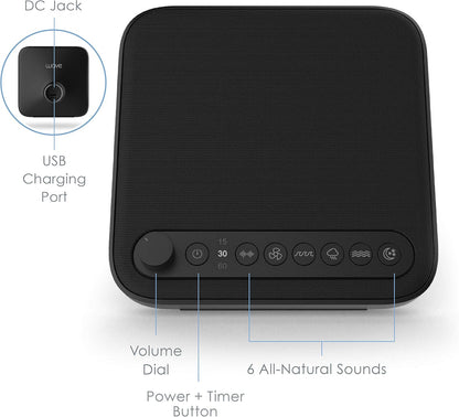 Pure Enrichment Wave Premium Sleep Sound Machine with USB Charger - Seamless Looping with 6 Soothing All-Natural Sounds, & Auto-Off Timer - Easily Portable for Travel (White) Patented Design