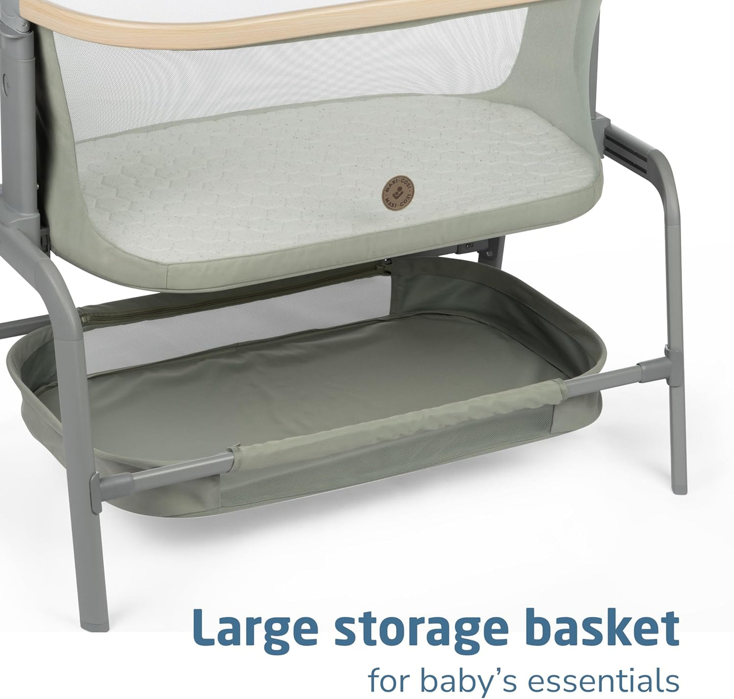 Maxi-Cosi Iora Baby Bassinets Bedside Sleeper, Portable Bassinet, Infant Bedside Sleeper Crib, Height Adjustable, Breathable Mesh, Large Storage Basket, Truffle