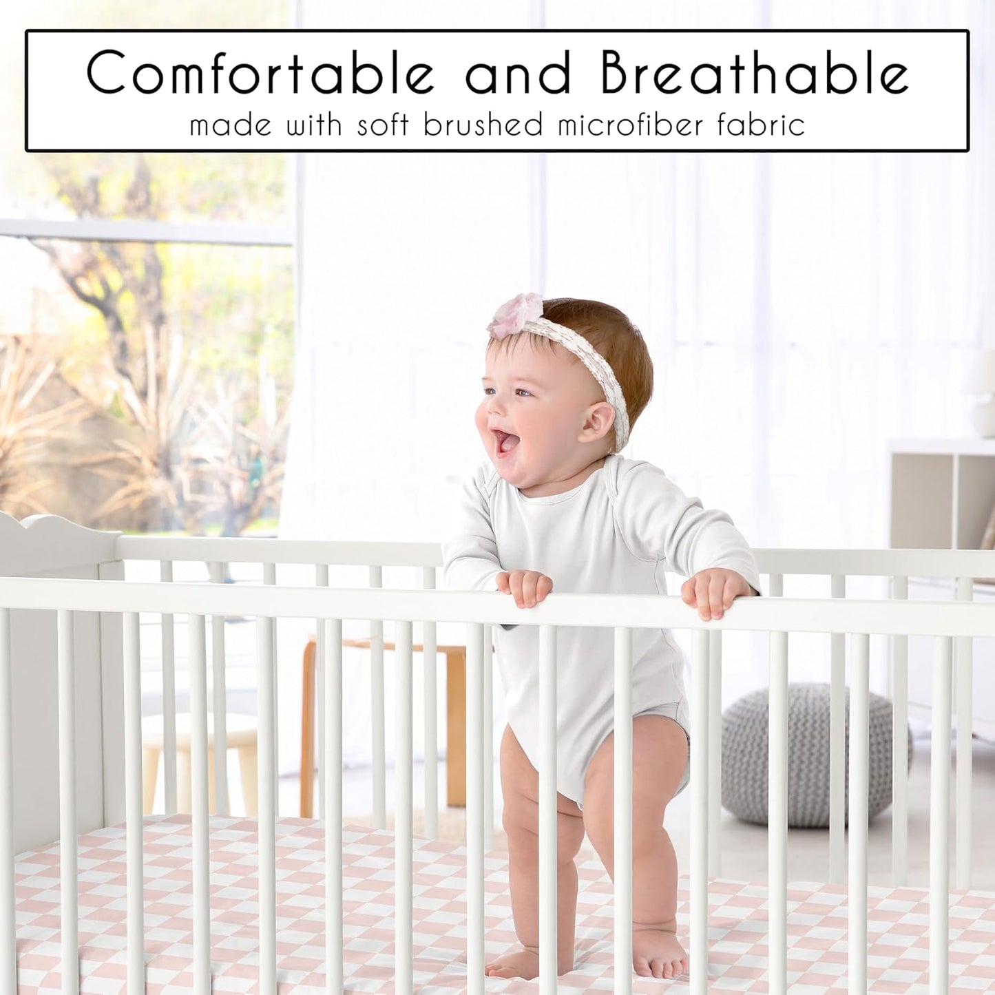 Sweet Jojo Designs 2-Piece Baby Bassinet Sheets Set (Black/White Gingham Checkered Plaid) for Boy/Girl, Infant Newborn Nursery, Oval, Rectangle & Hourglass Mattress (Solid Onyx & Classic Checkerboard)