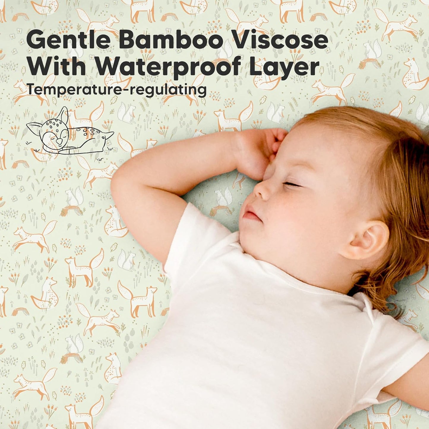 2-Pack Waterproof Pack and Play Sheets, Mini Crib Sheets Fitted for Boy, Girl - 38 x 26 Viscose from Bamboo Pack N Play Mattress Sheets for Graco, Toddler Playard Baby Crib Sheets Neutral (Blue Flax) - Colors A