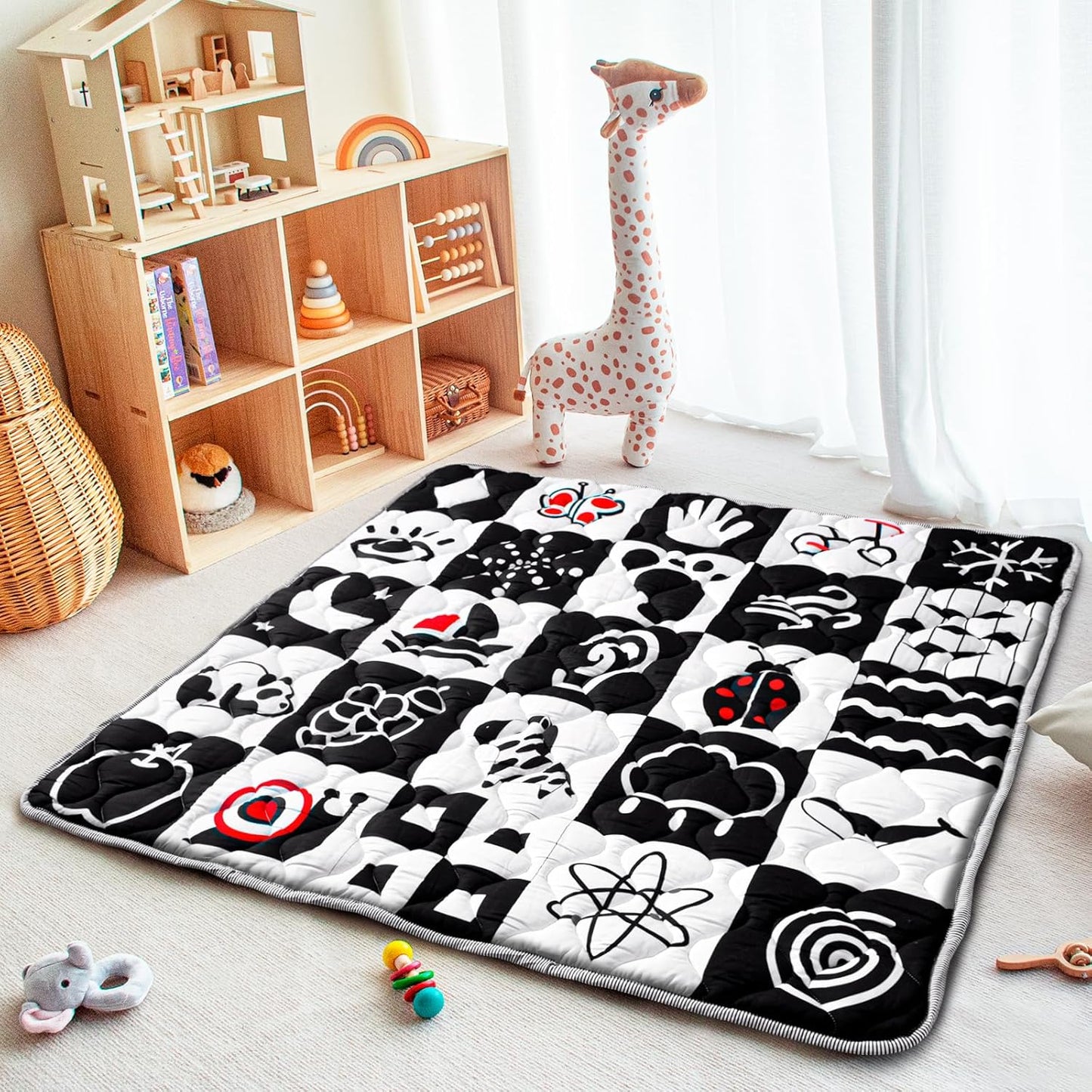 Baby Play Mat, 50x50 Playpen Mat with Super Soft Touch, Activity Mats with Upgraded Anti-Slip Bottom, Machine Washable Crawling Mats for Floor & Picnic (Animal Alphabets)