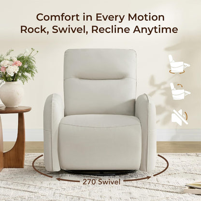 CHITA Power Recliner Chair, Faux Leather Swivel Glider for Adults, Electric Nursery Rocking Chair with USB & Type-C Charging for Living Room, Bedroom, Chocolate Brown