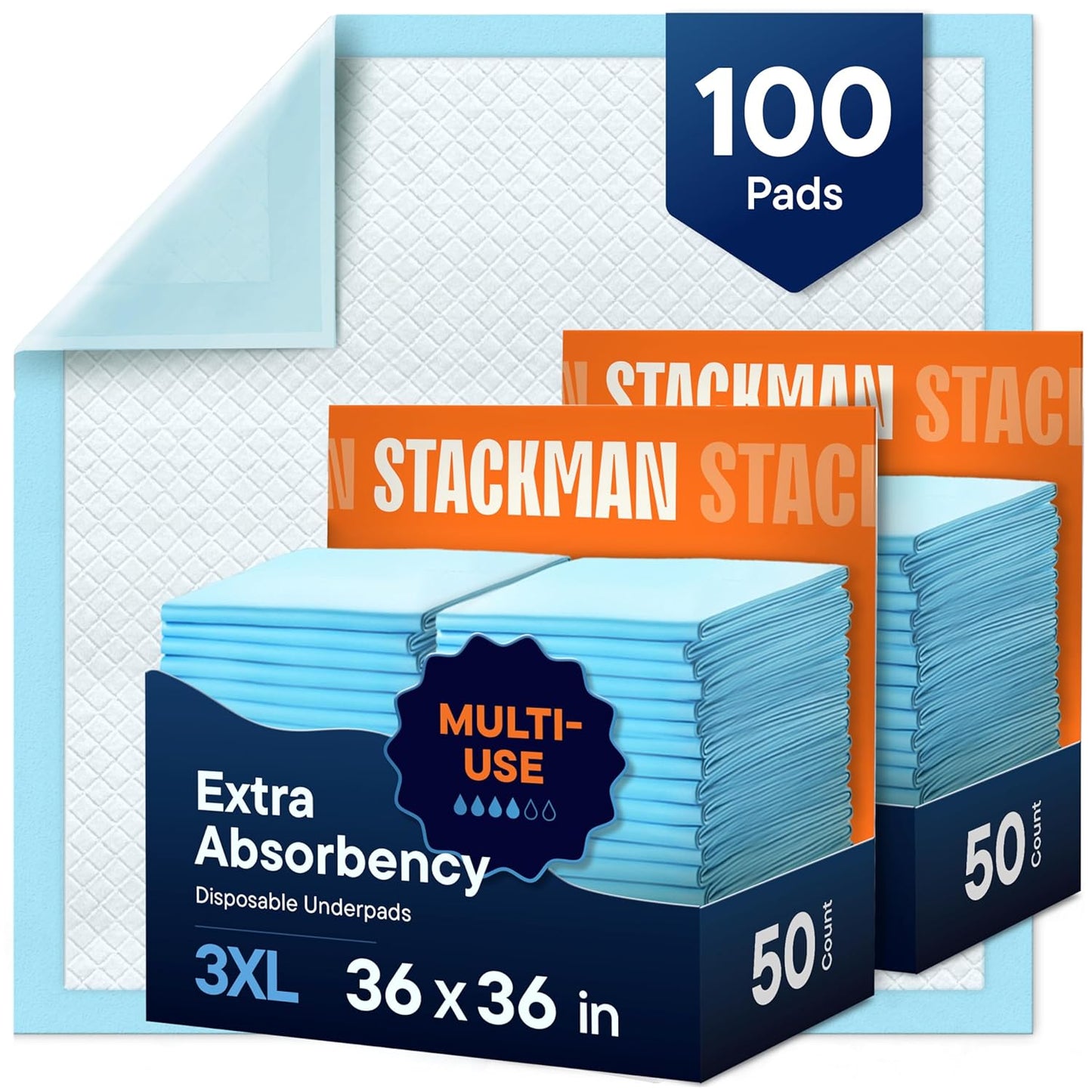 Chucks Pads Disposable [100-Pack] Multi-Purpose Pee Pads - Incontinence Underpads for Dog, Puppy & Diaper Changing Table Pad for Baby 17" x 24" Bed & Chair Liners - Pet Potty Training Pads