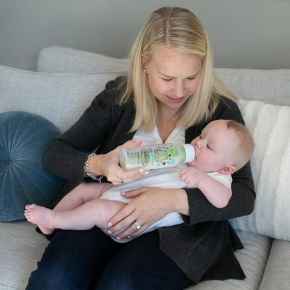 Dr. Brown's Natural Flow Anti-Colic Options+ Narrow Baby Bottle, Frog and Pig, 8 oz/250 mL, with Level 1 Slow Flow Nipple, BPA-Free, 0m+, 2-Pack