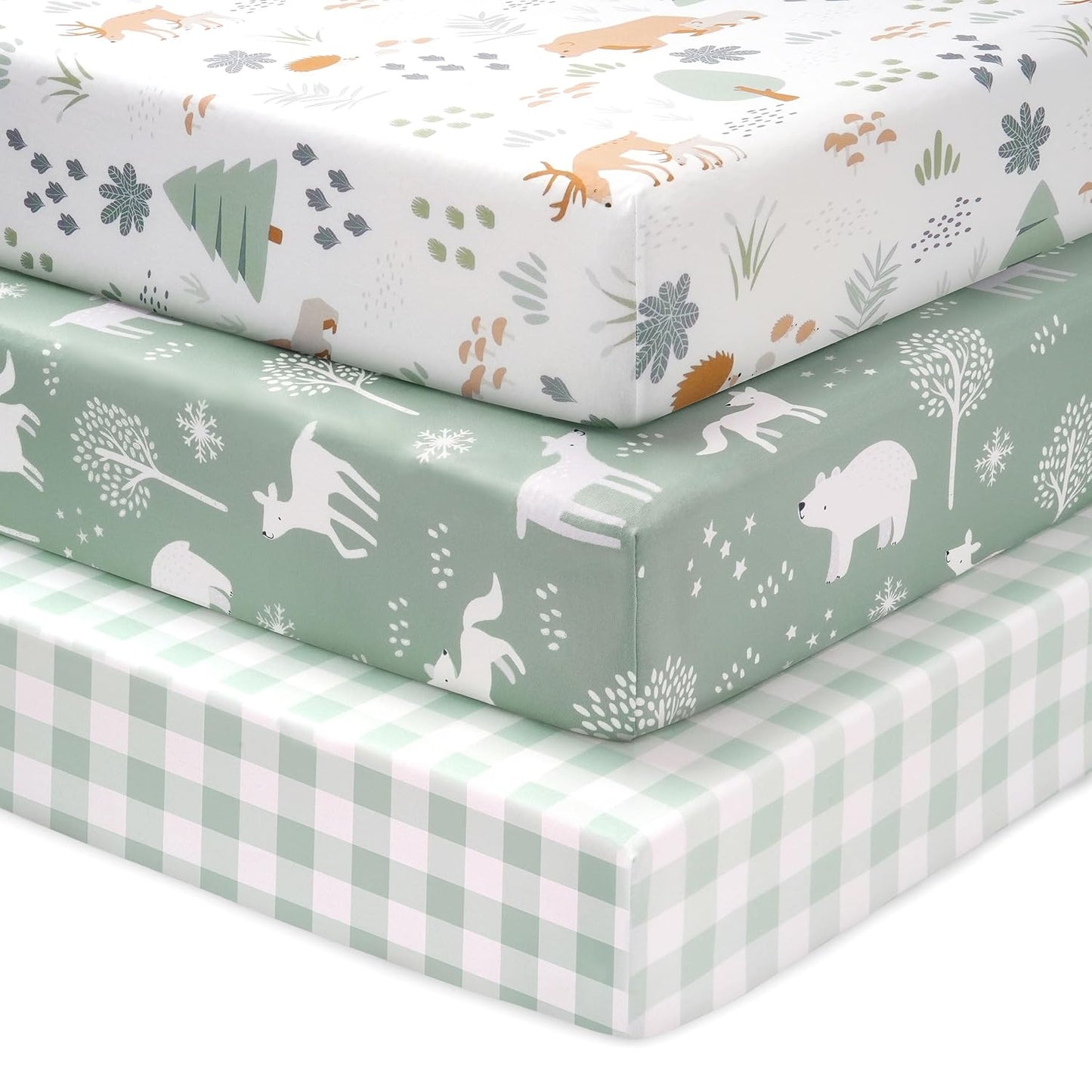 Baby Mini Crib Sheets Girl, Portable 38”x26” Pack and Play Sheets Fitted for Playard and Pack N Play Mattress, 3-Pack Soft Microfiber Pink Rainbow